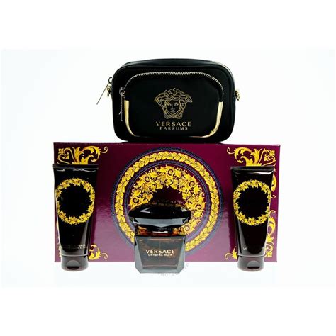 versace crystal noir gift set with bag|Versace Crystal Noir body lotion.